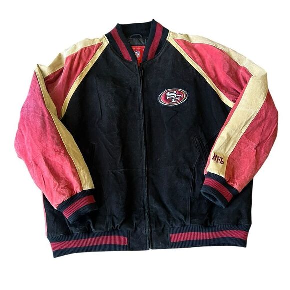 San Francisco 49ers XXL Suede Leather Jacket – NFL Team Apparel, VINTAGE Bomber - Picture 3 of 10